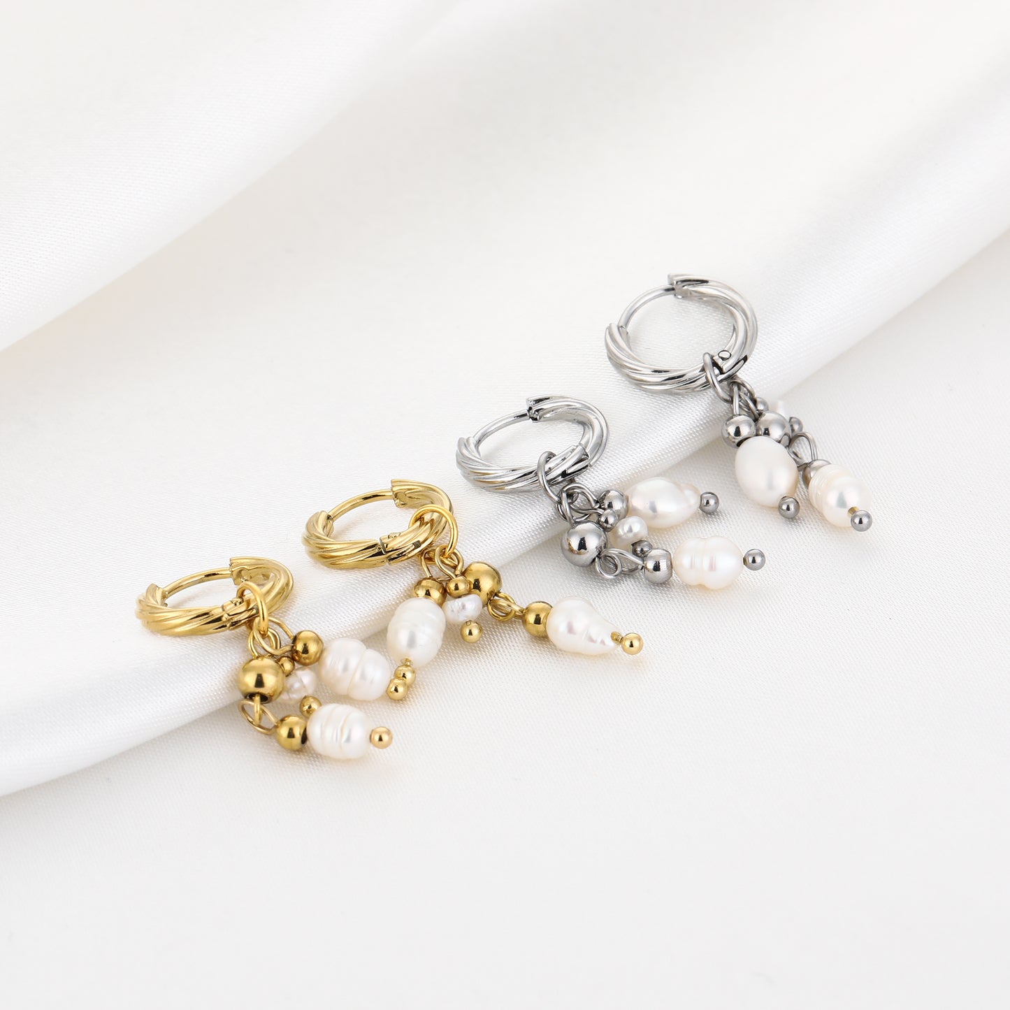 Pareltjes oorbellen - Zilver