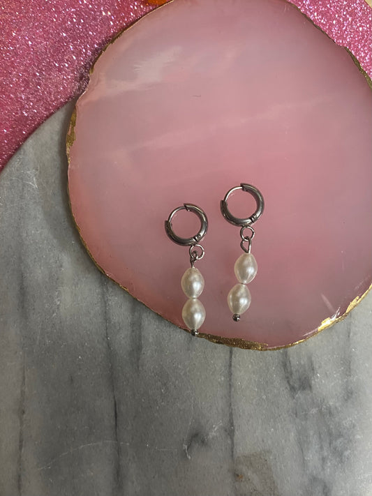 Pearl elegance oorbellen - Zilver