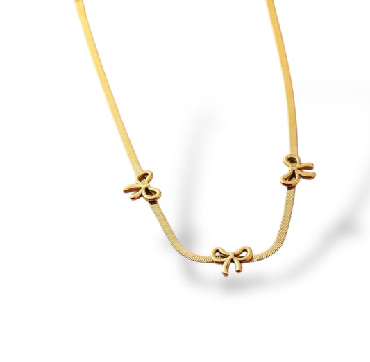 Platte ketting met strikjes - Goud