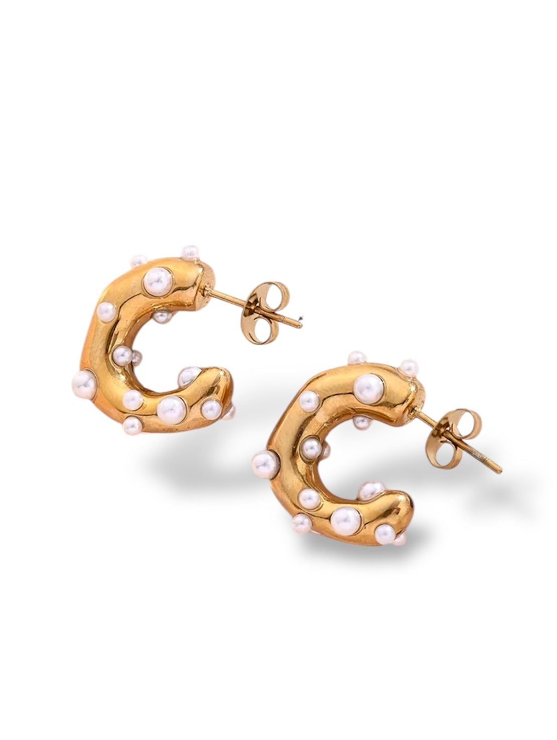 Pearl hoops oorbellen - Goud