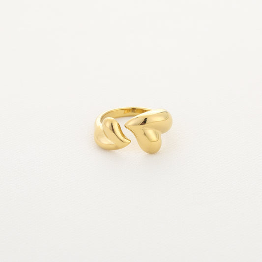 Dubbele Hartjes ring - Goud
