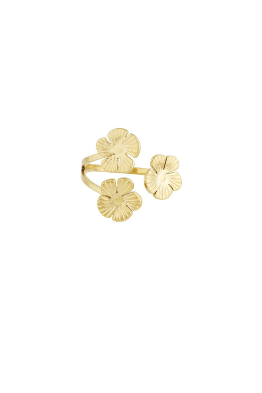 Ring Floral trio - Goud