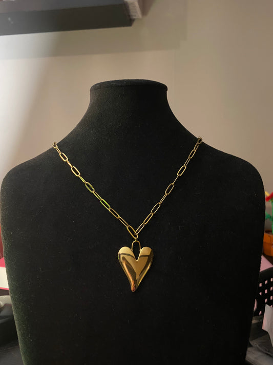 Chunky heart ketting - Goud