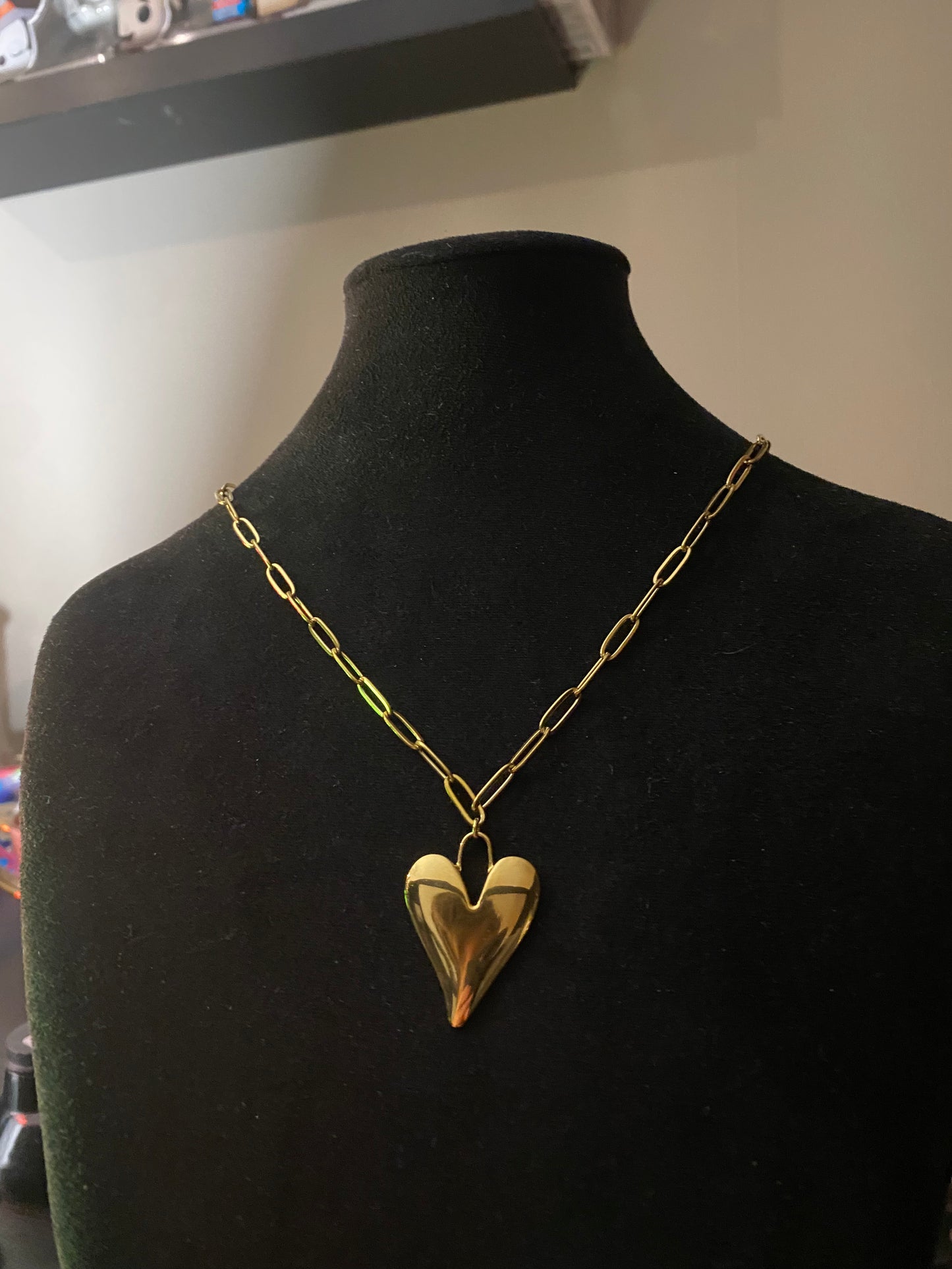 Chunky heart ketting - Goud