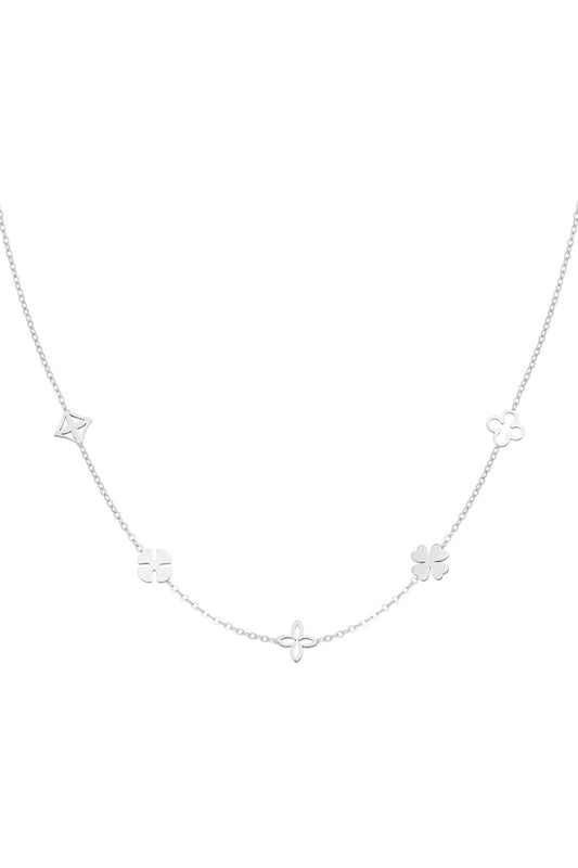 Ketting Flower power - Zilver