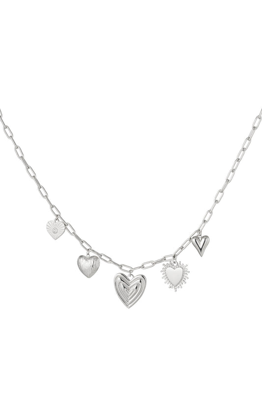Bedelketting Hearts for the win - Zilver