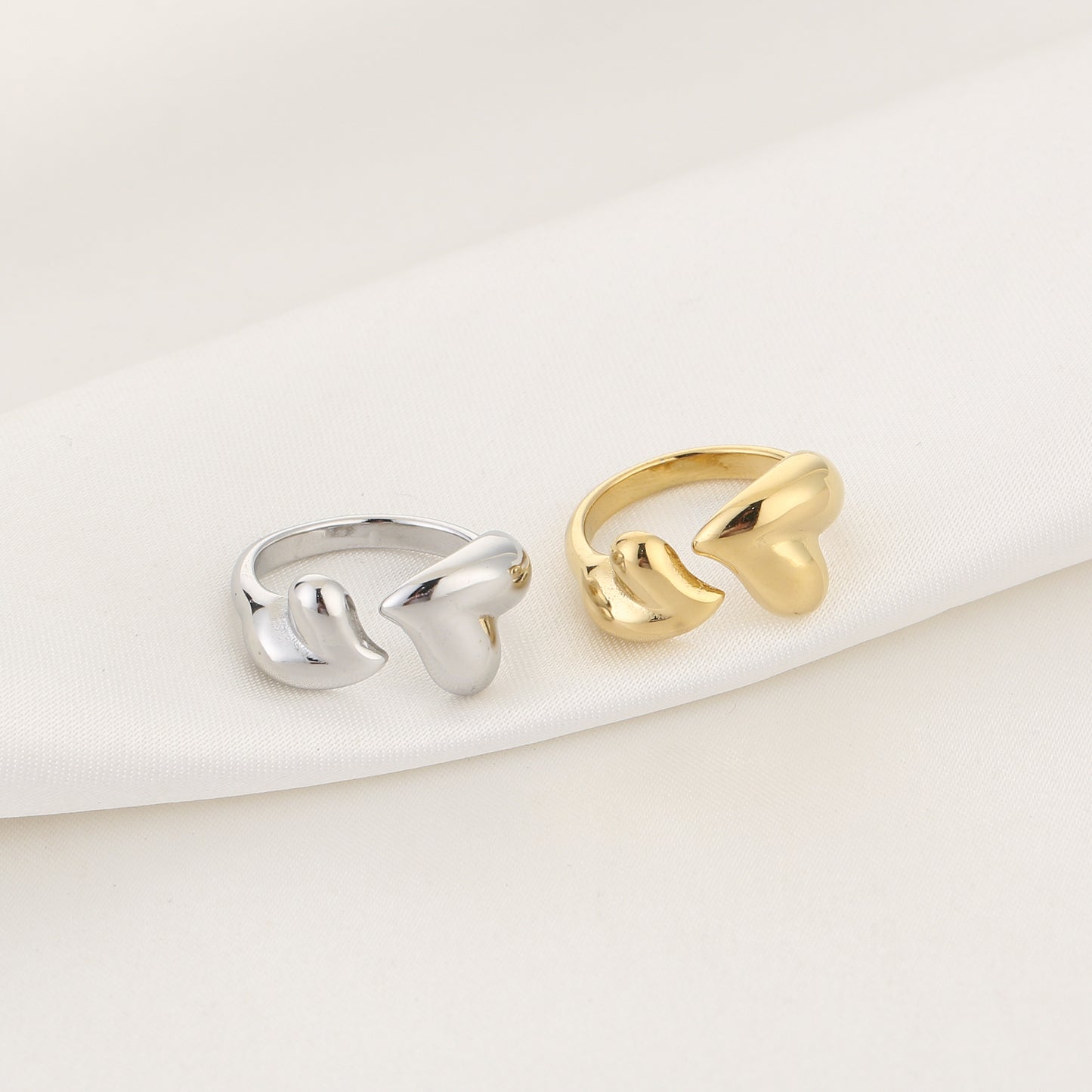 Dubbele Hartjes ring - Goud