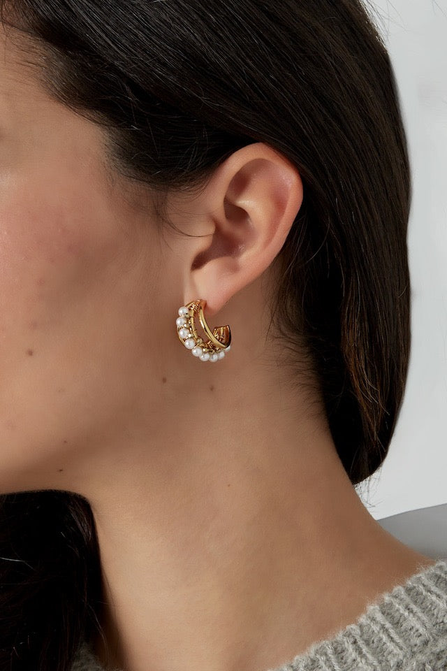 Oorbellen Classy pearls - Goud