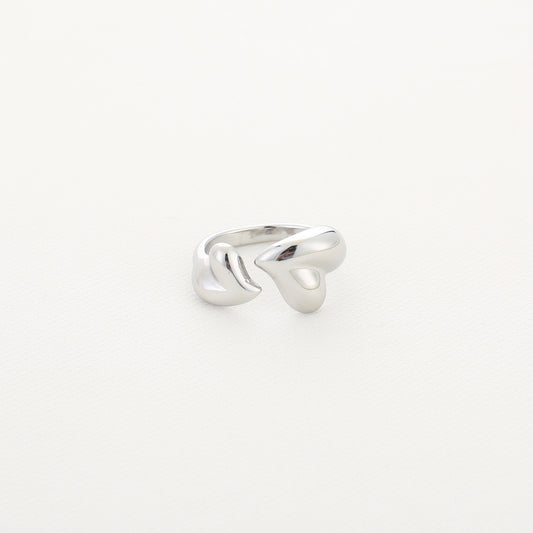 Dubbele hartjes ring - Zilver
