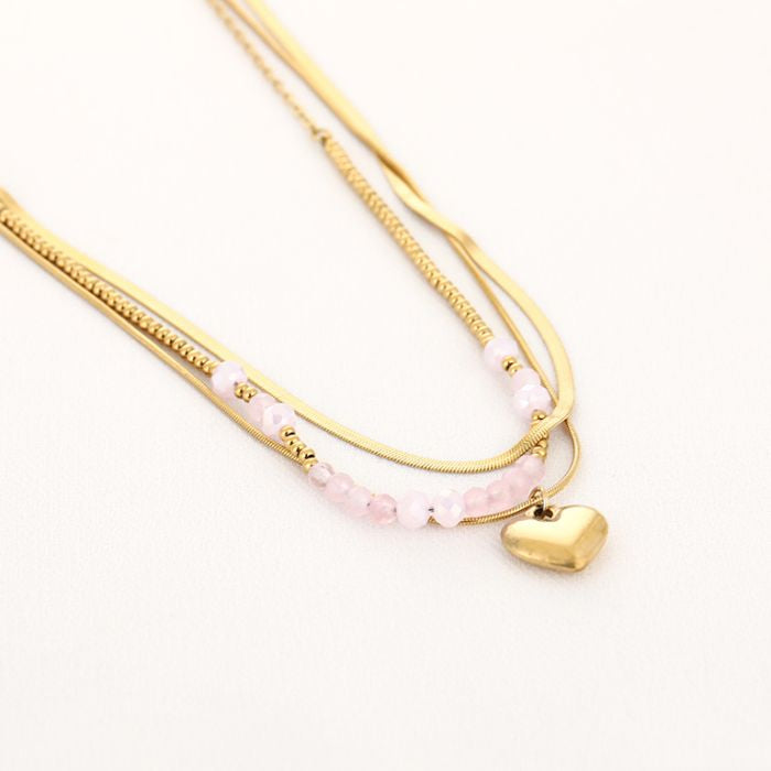 Rose gelaagde ketting