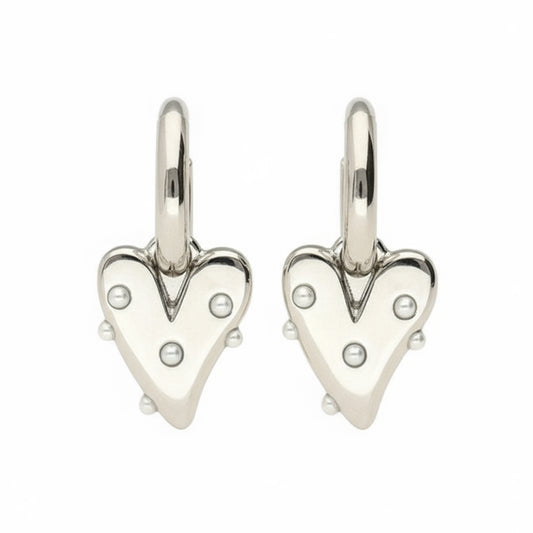 Oorbellen Parel hartje - Zilver