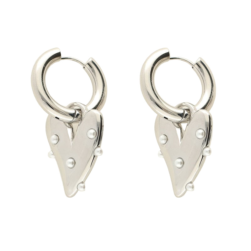 Oorbellen Parel hartje - Zilver